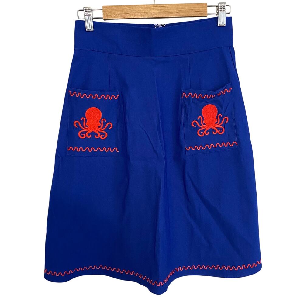 Sourpuss Suzie Skirt Womens Size Medium Octopus Blue Retro Pinup Rockabilly